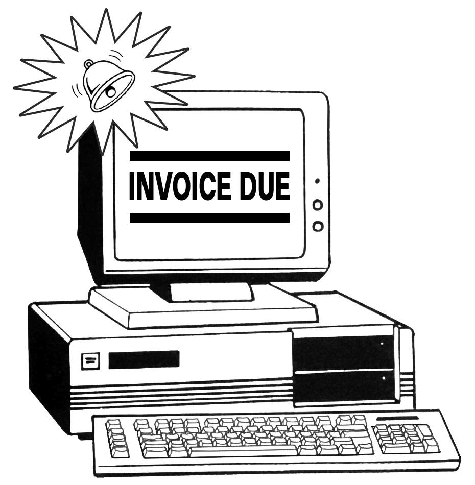 Retro computer showing INVOICE DUE